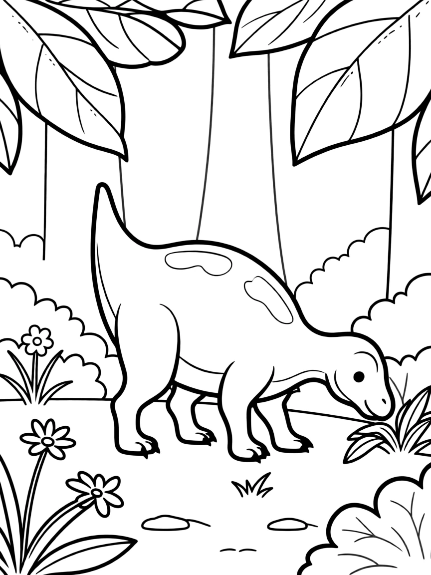 A Zalmoxes, a small ornithopod, foraging in a forest