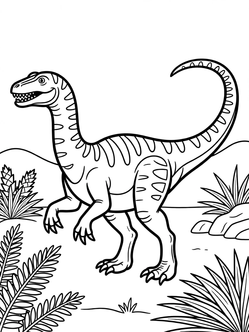 A Xenotarsosaurus hunting in a prehistoric South American landscape
