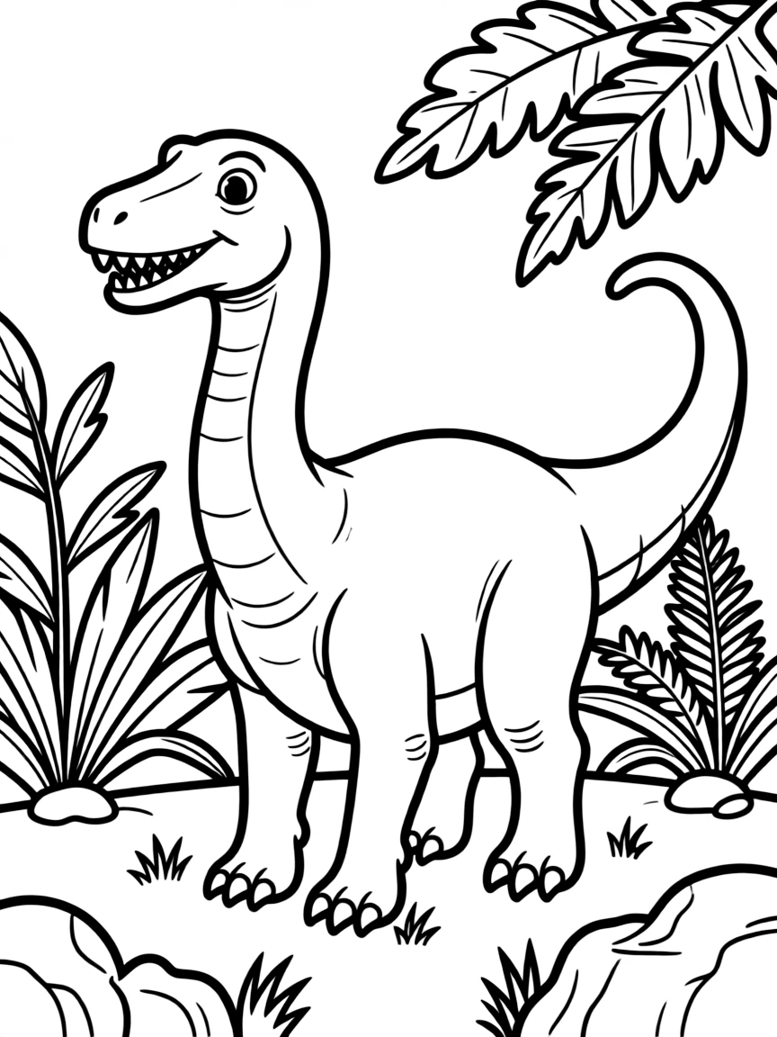 A Yunnanosaurus with its specialized teeth browsing on tough vegetation