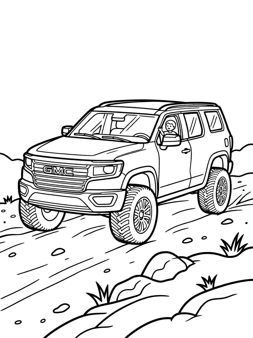 A GMC Hummer EV showcasing its crab walk feature on rough terrain