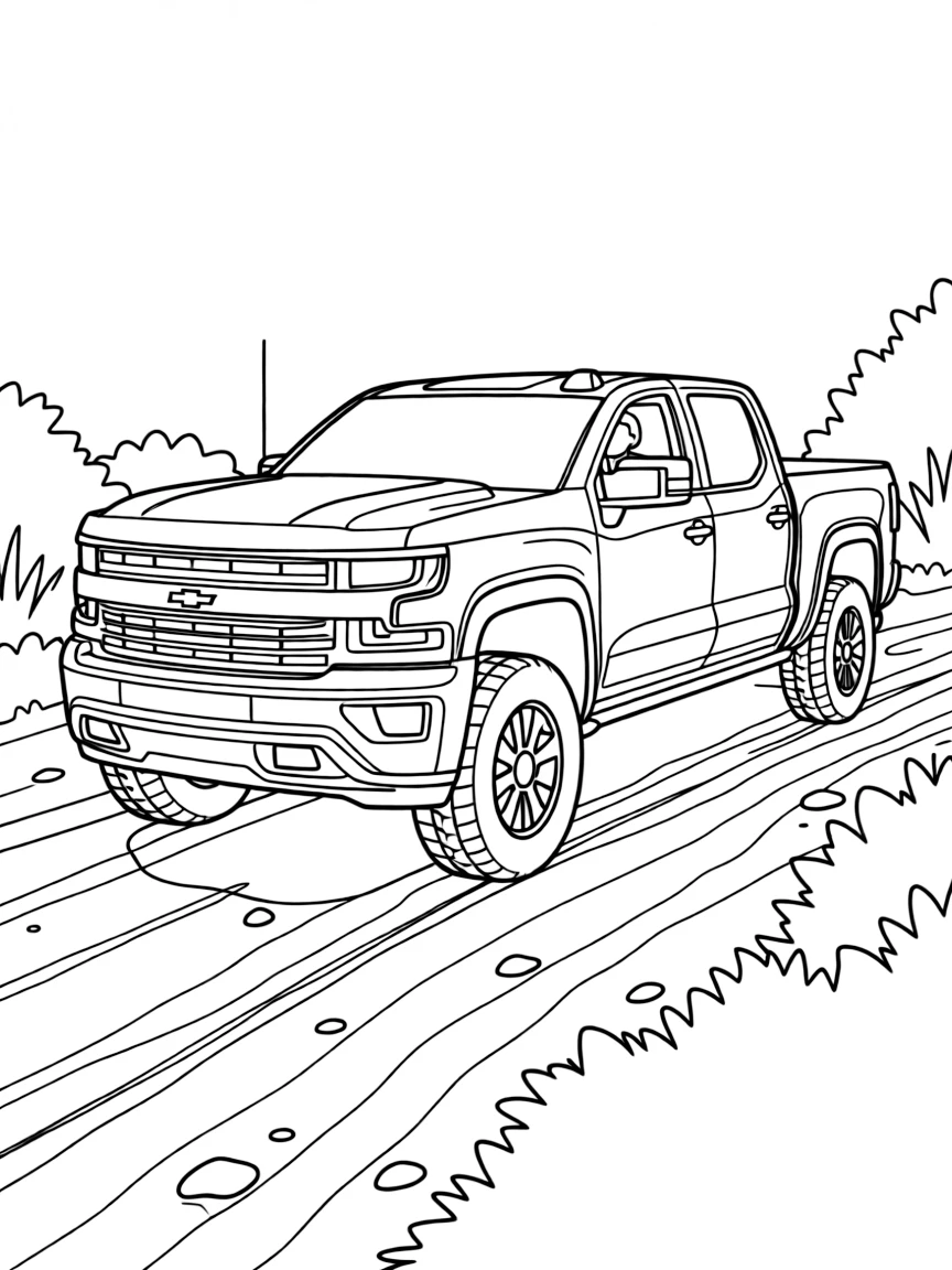 A Chevrolet Silverado ZR2 crossing a deeply rutted trail