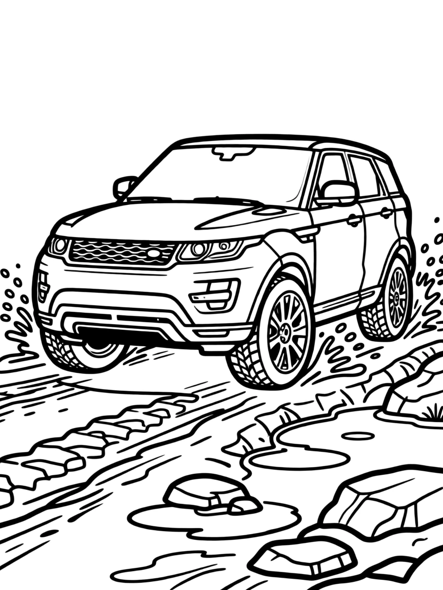 A Range Rover Sport conquering a muddy obstacle course