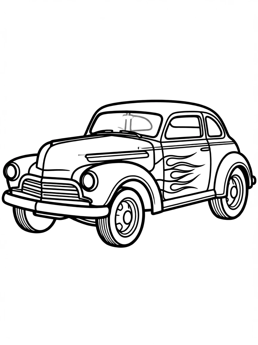 A gasser-style hot rod with raised front end