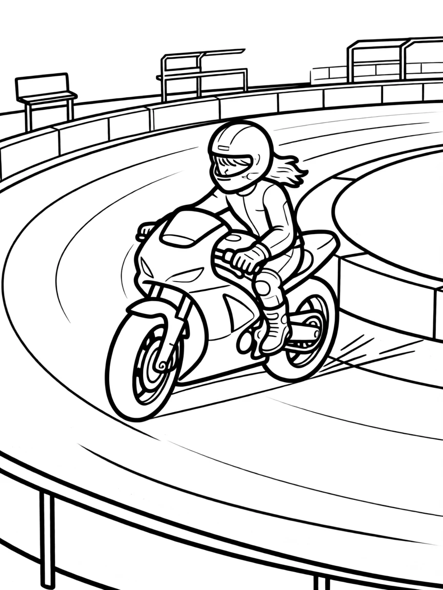 A flat track racing motorcycle drifting around an oval