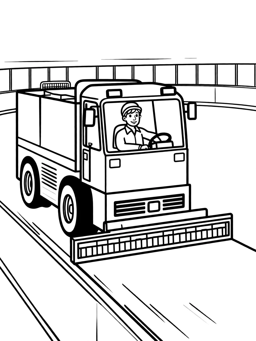 An ice resurfacing machine smoothing a hockey rink