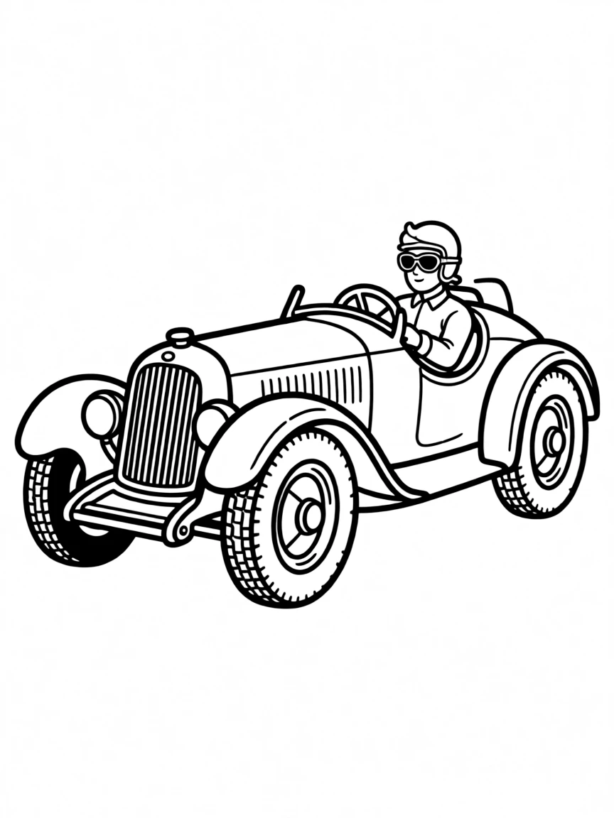 A vintage Grand Prix race car from the 1930s
