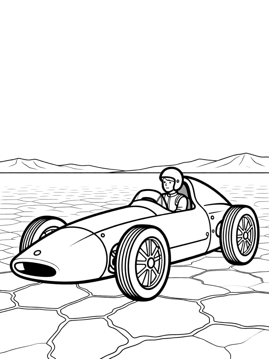 A land speed record car on the Bonneville Salt Flats