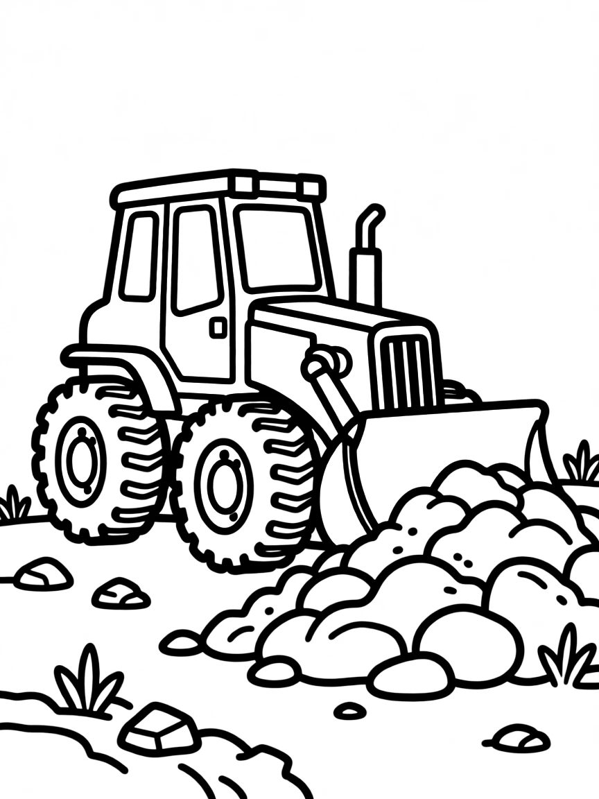 A bulldozer pushing a large pile of earth
