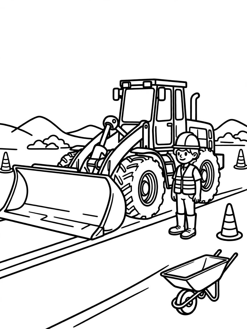 A scraper leveling ground for construction