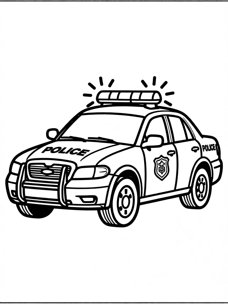 A detailed police cruiser with lights flashing