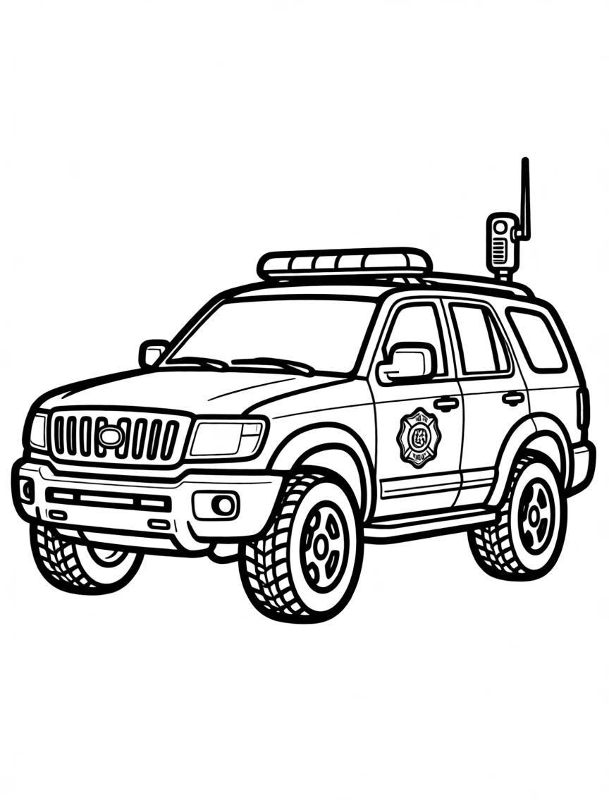 A fire chief's SUV with communication equipment