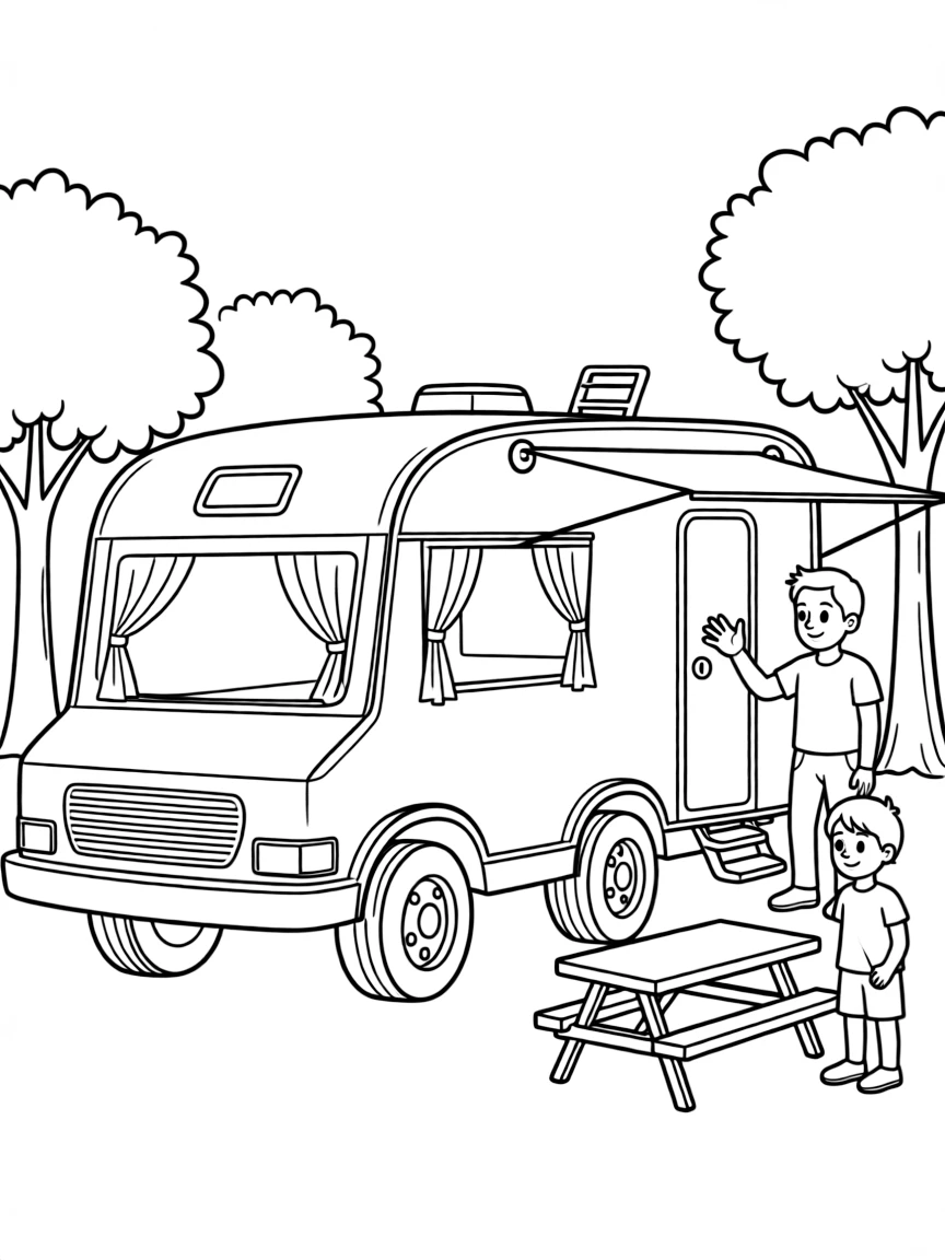 A slide-in truck camper with details of living space