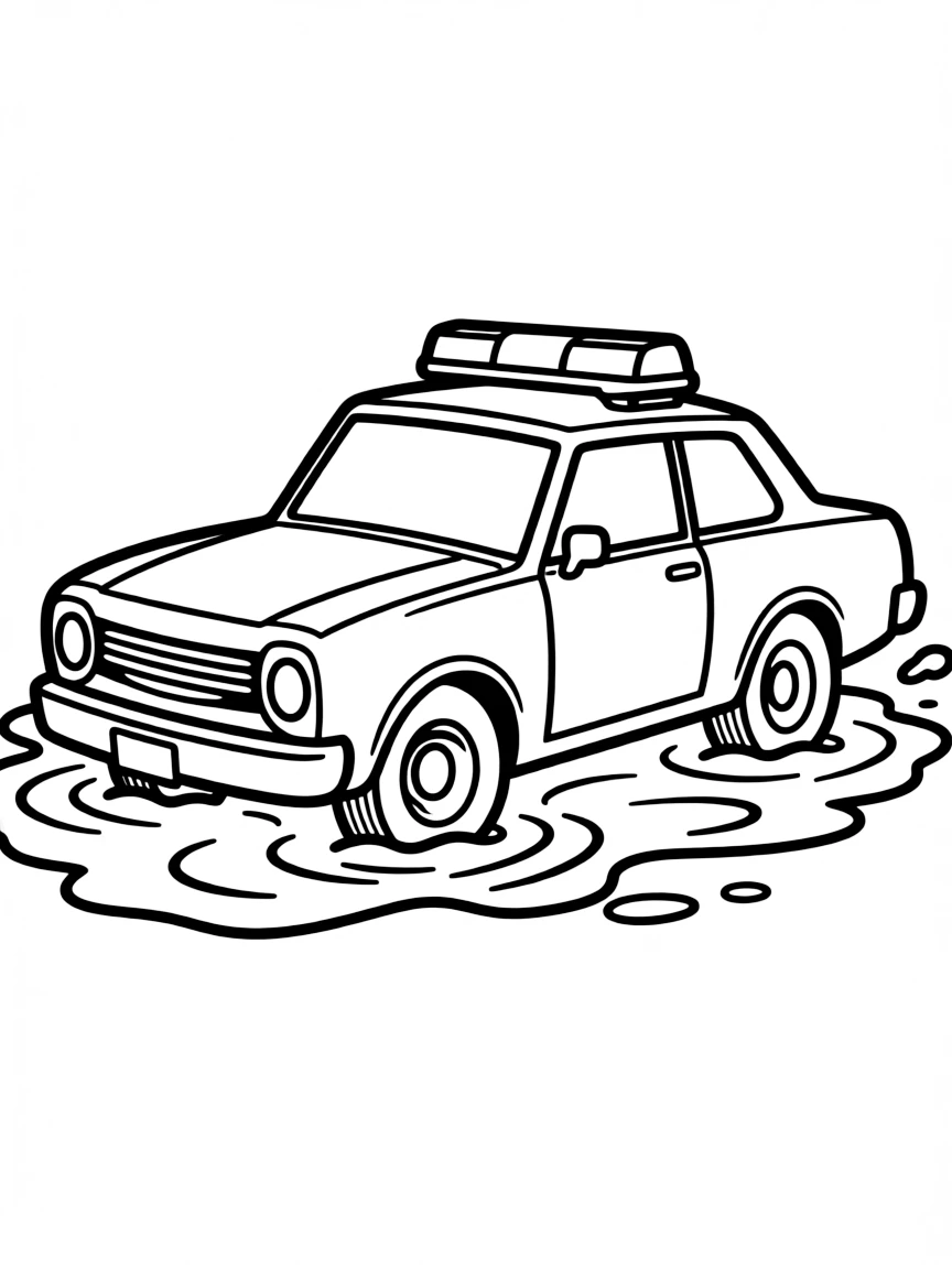 The Dukes of Hazzard police car stuck in mud