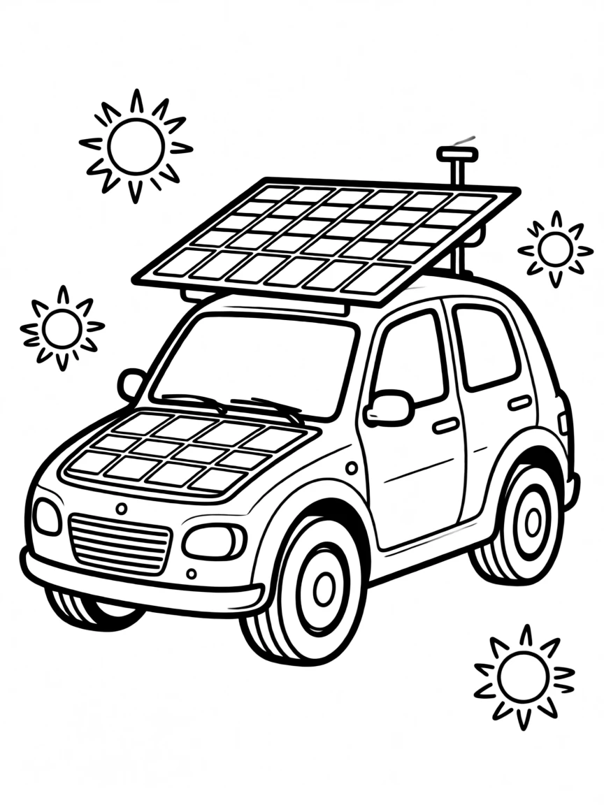 A solar-powered car with detailed panel system