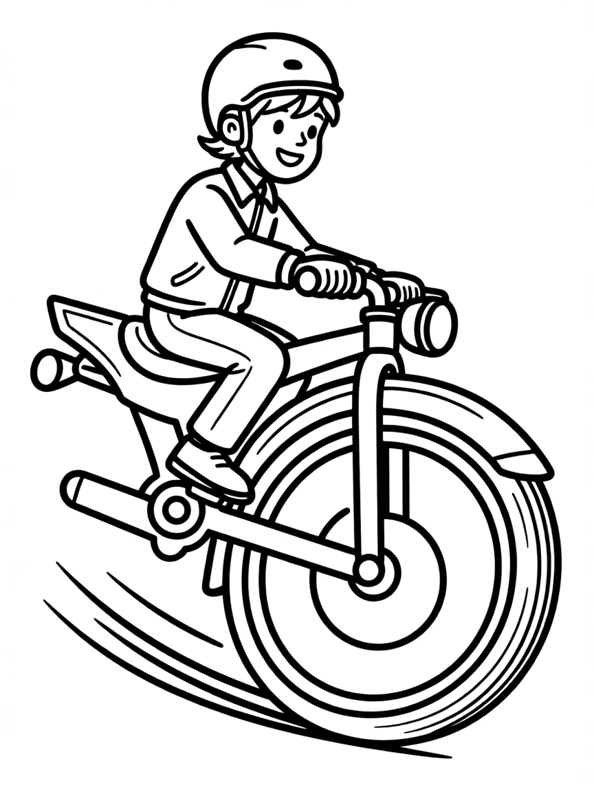 A single-wheeled gyroscopic motorcycle in motion