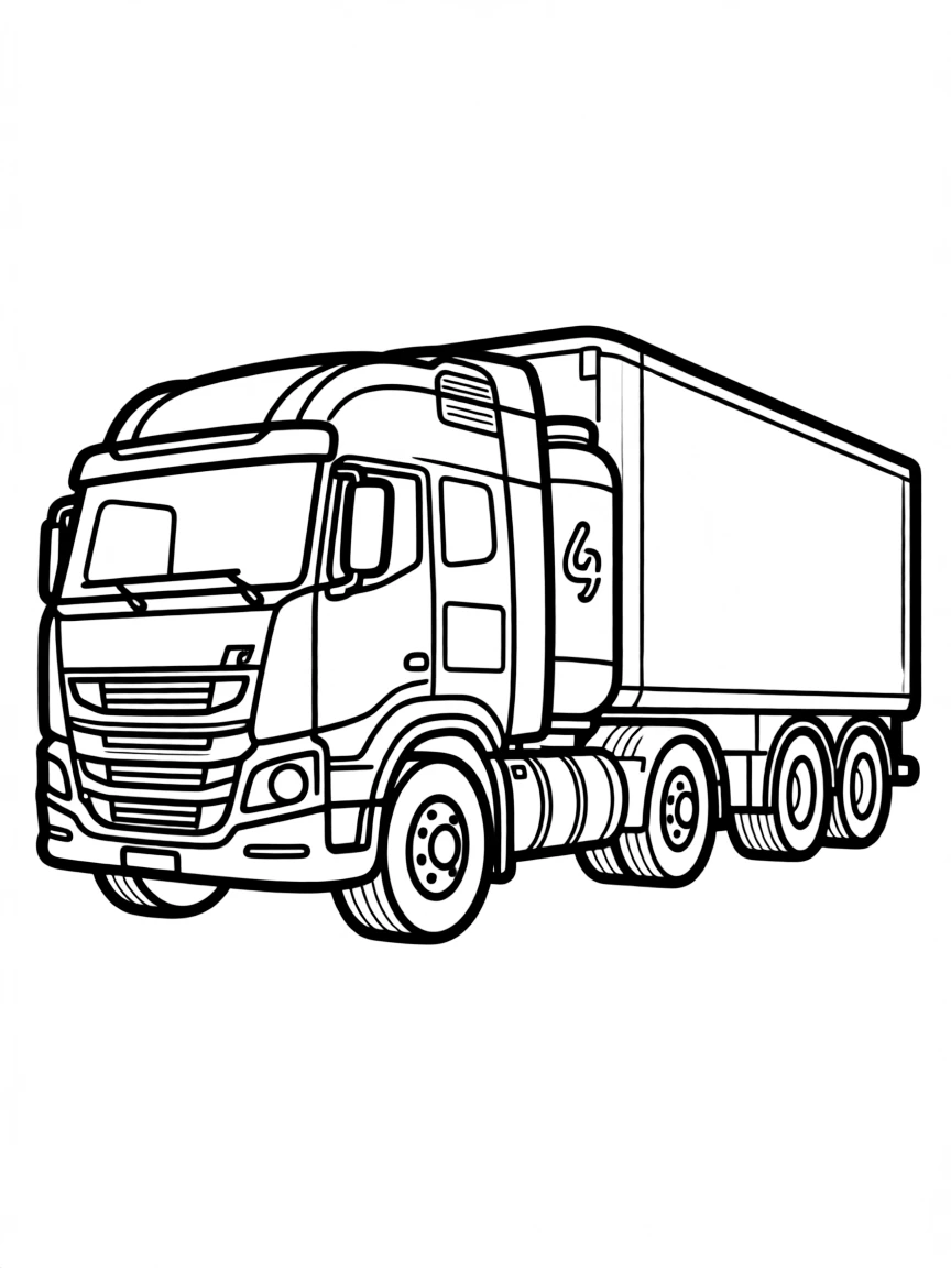 A hydrogen-powered semi-truck hauling a futuristic load