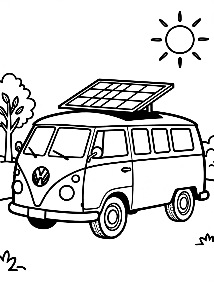 A vintage VW Bus converted to solar-electric power