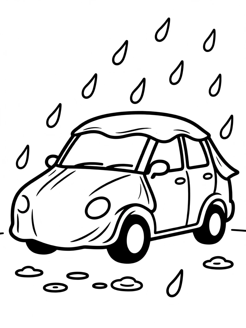 A car being pelted by hail with protective covers
