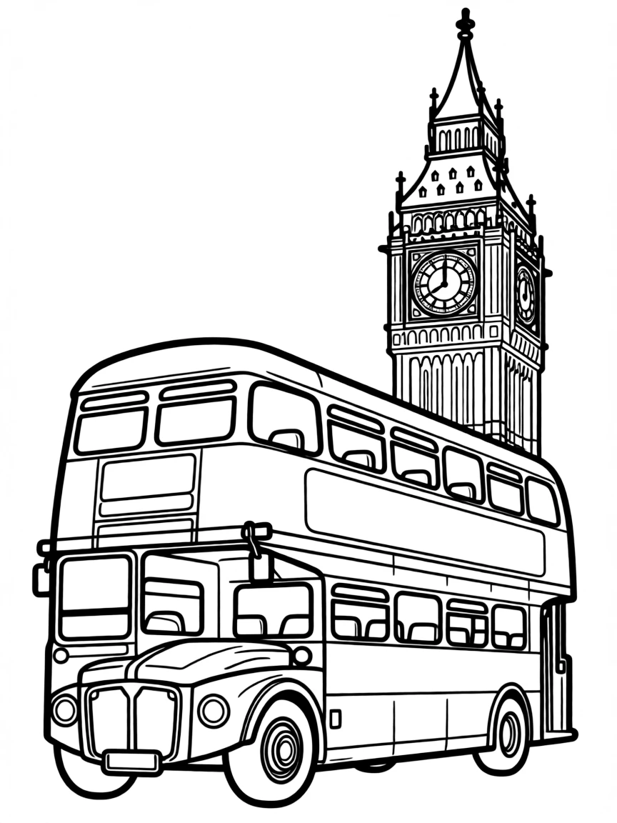 A double-decker bus passing Big Ben in London