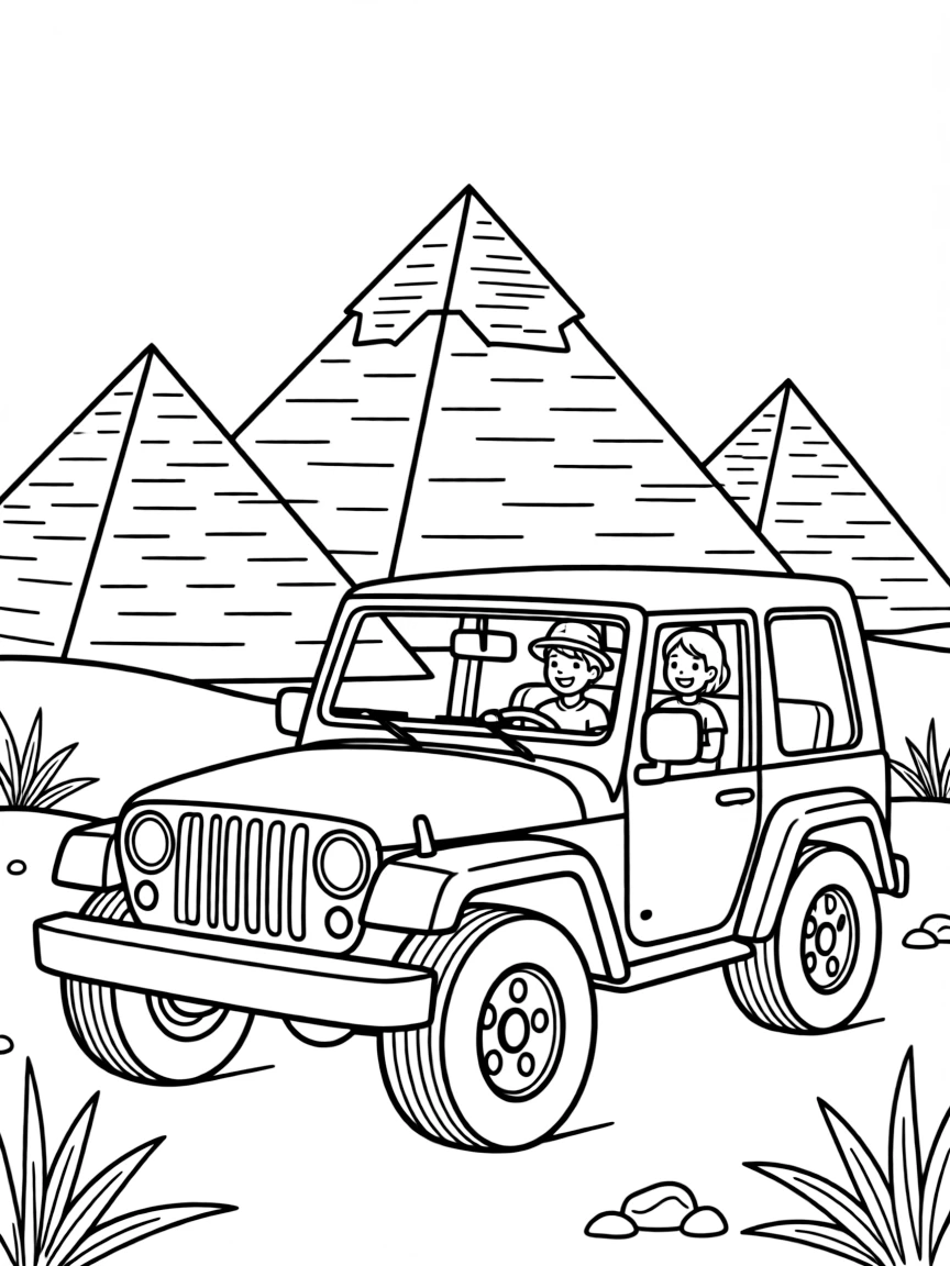 A Jeep safari in front of the Egyptian pyramids