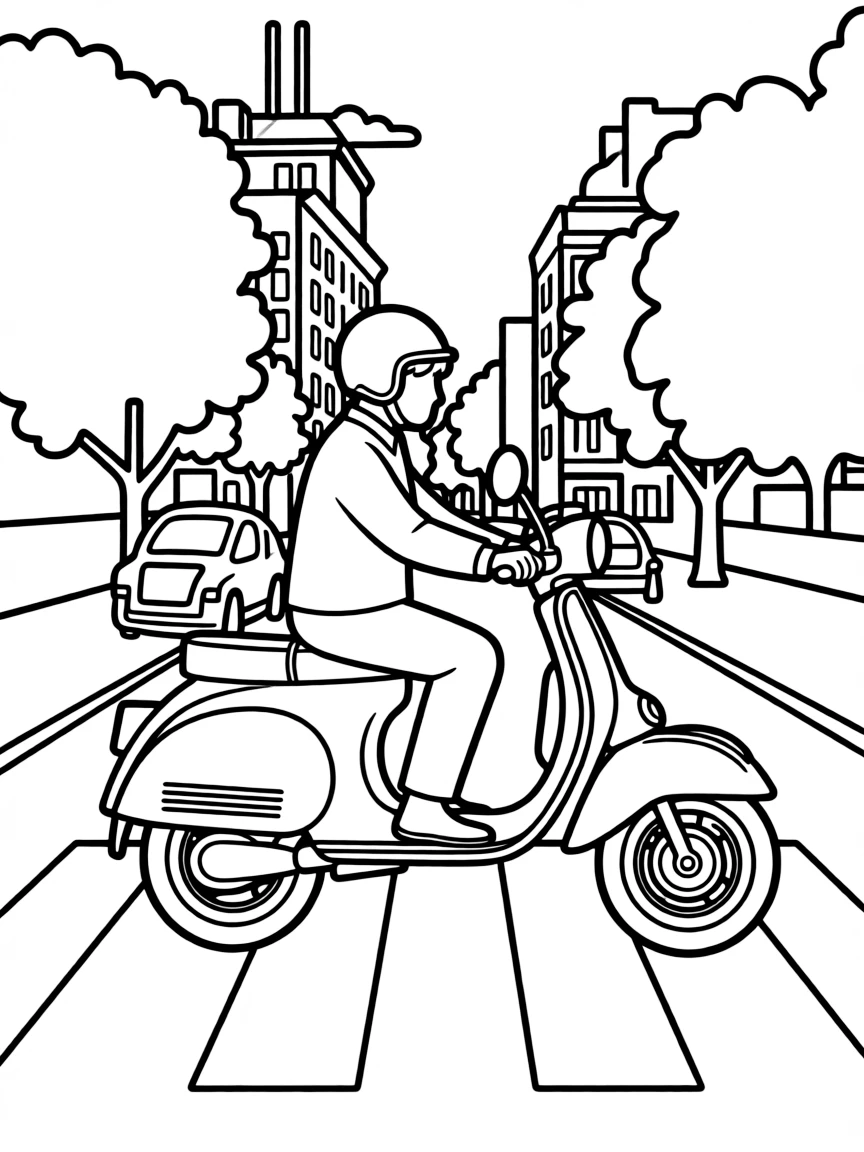 A motorcycle crossing Abbey Road in London