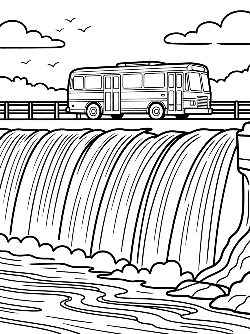 A bus at the edge of Niagara Falls