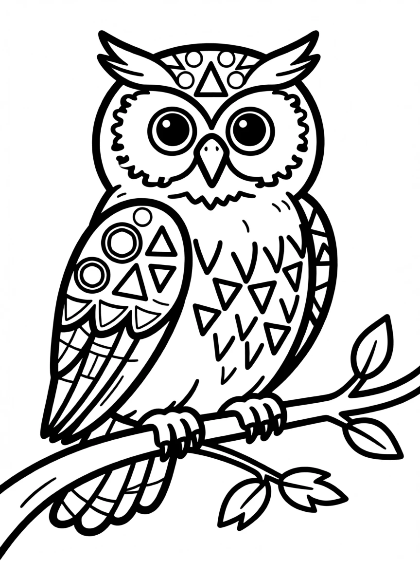 Owl with sacred geometry incorporated into its natural feather pattern