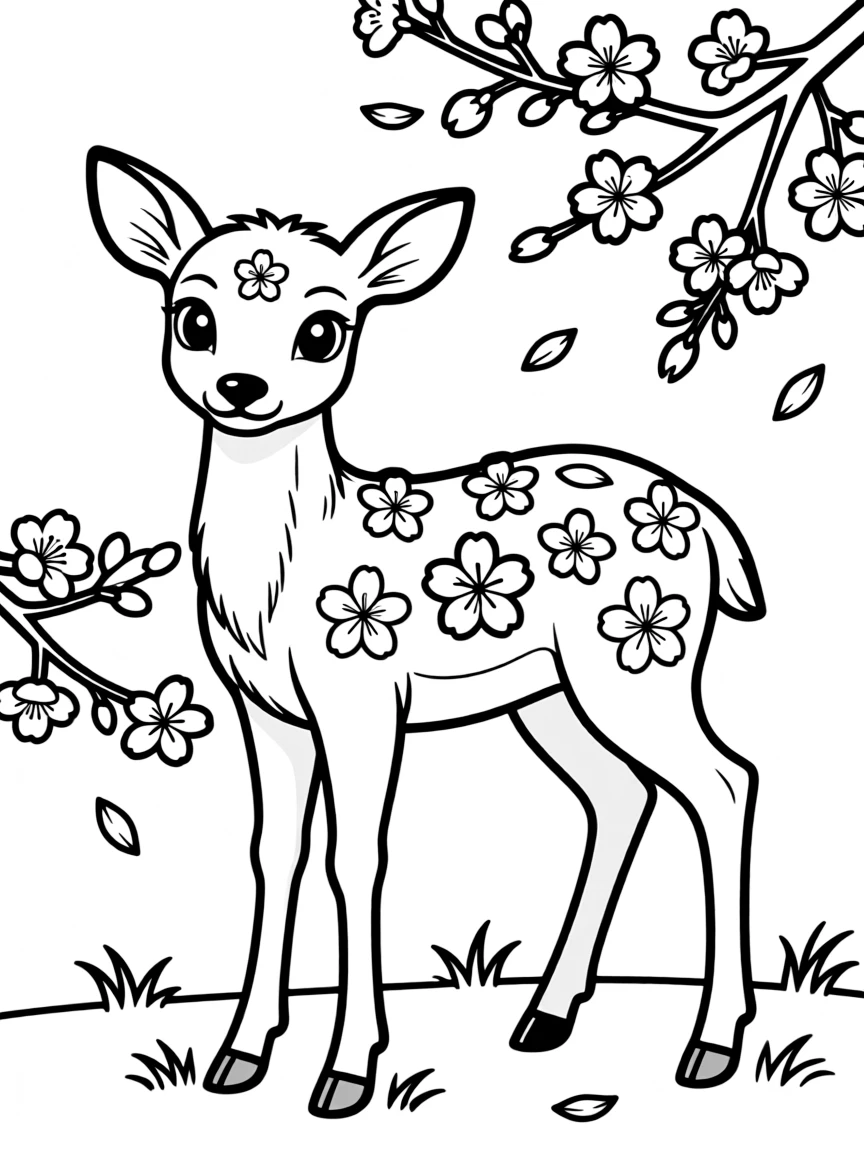 Deer with cherry blossom patterns incorporated into its coat