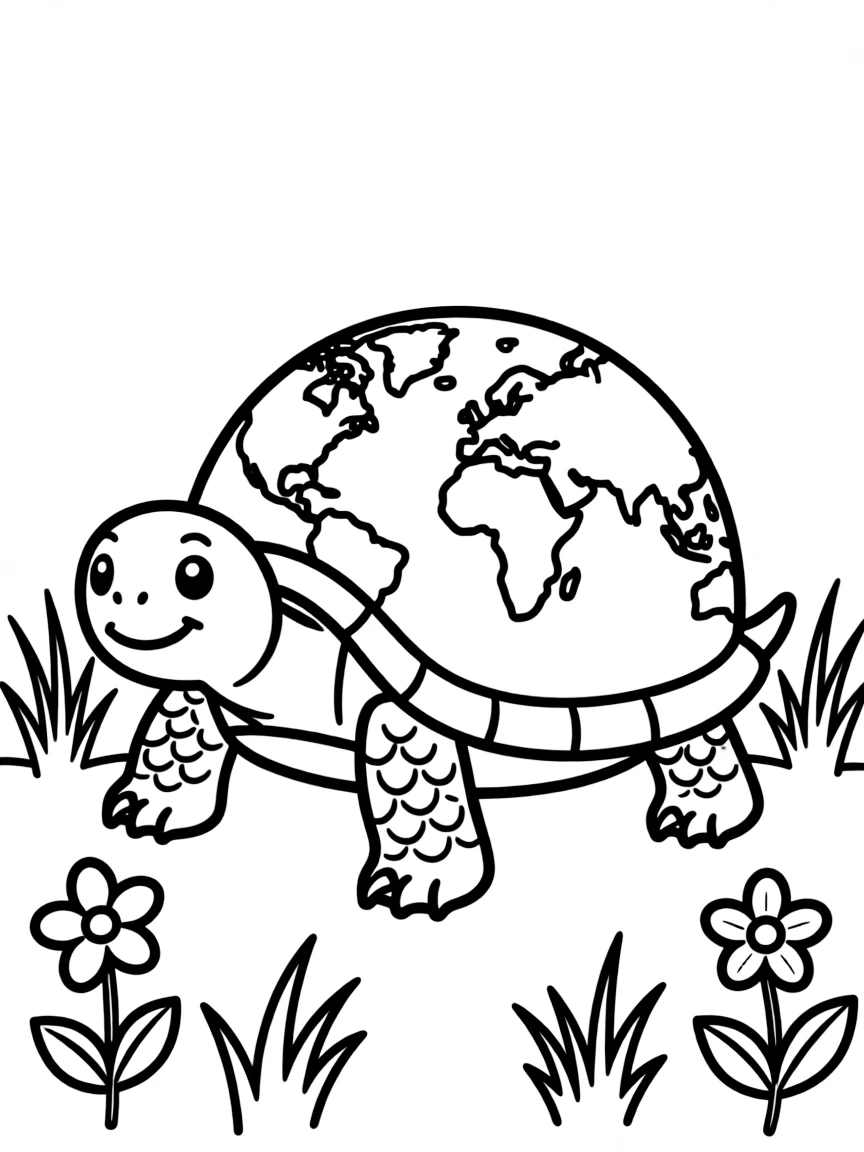 Tortoise with continental patterns on its shell, resembling a world map