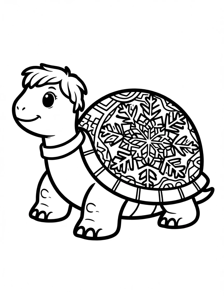 Tortoise with frost patterns on its shell, creating a crystalline mandala