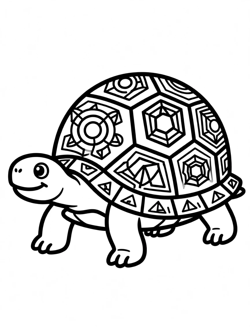 Tortoise with sacred geometry incorporated into its natural shell pattern