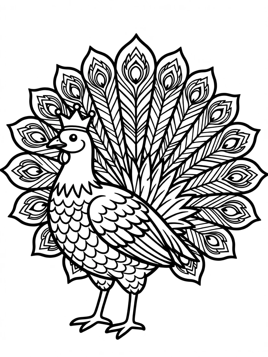 Pheasant with ornate tail feathers forming a royal mandala design