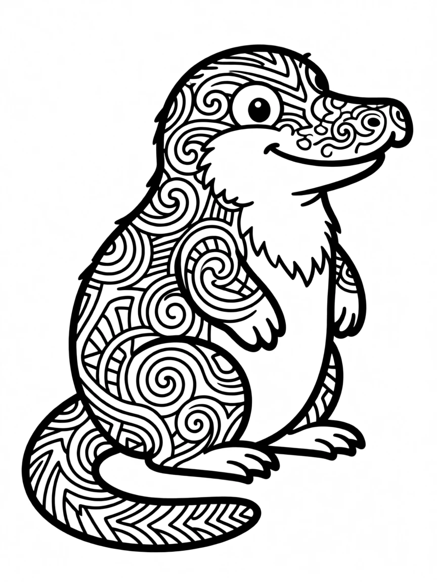 Platypus with stream patterns forming a unique mandala design