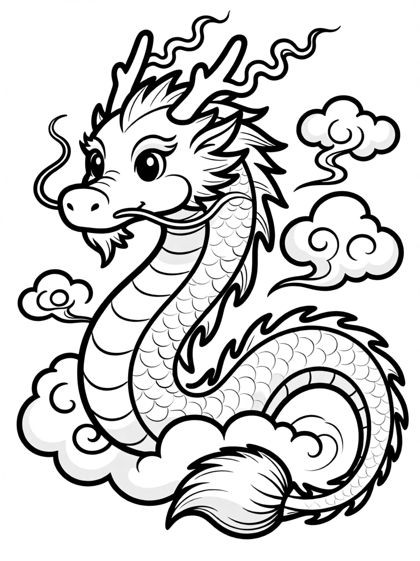 A cloud dragon forming from mist and vapor