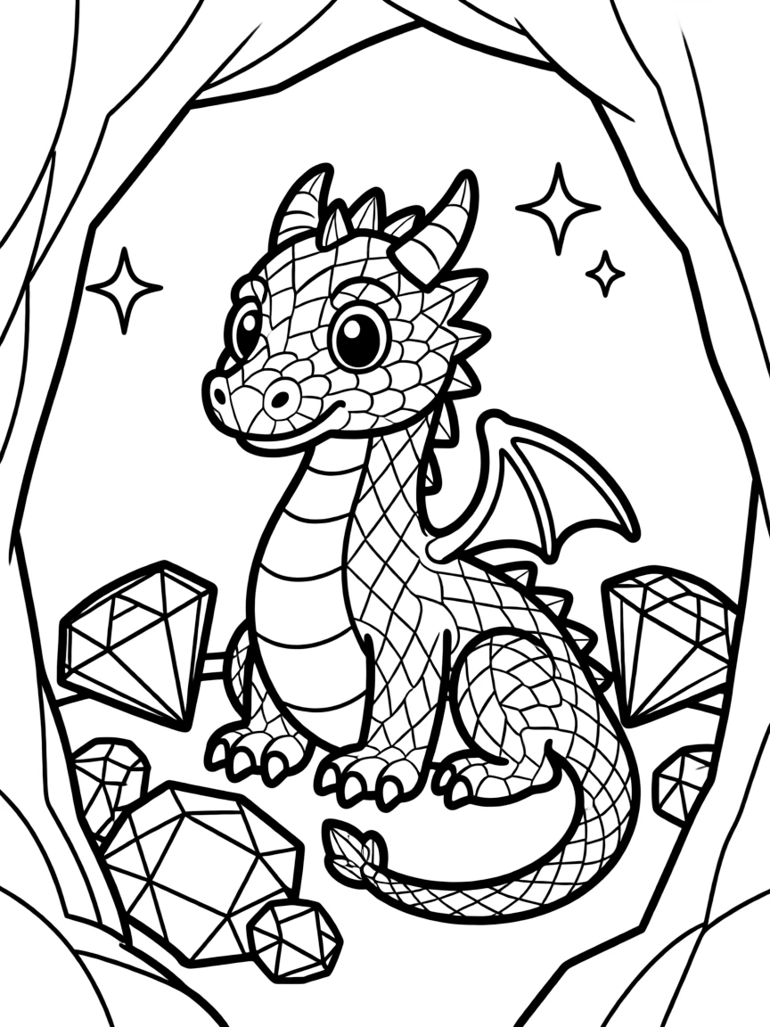 A crystal cave dragon surrounded by gemstones