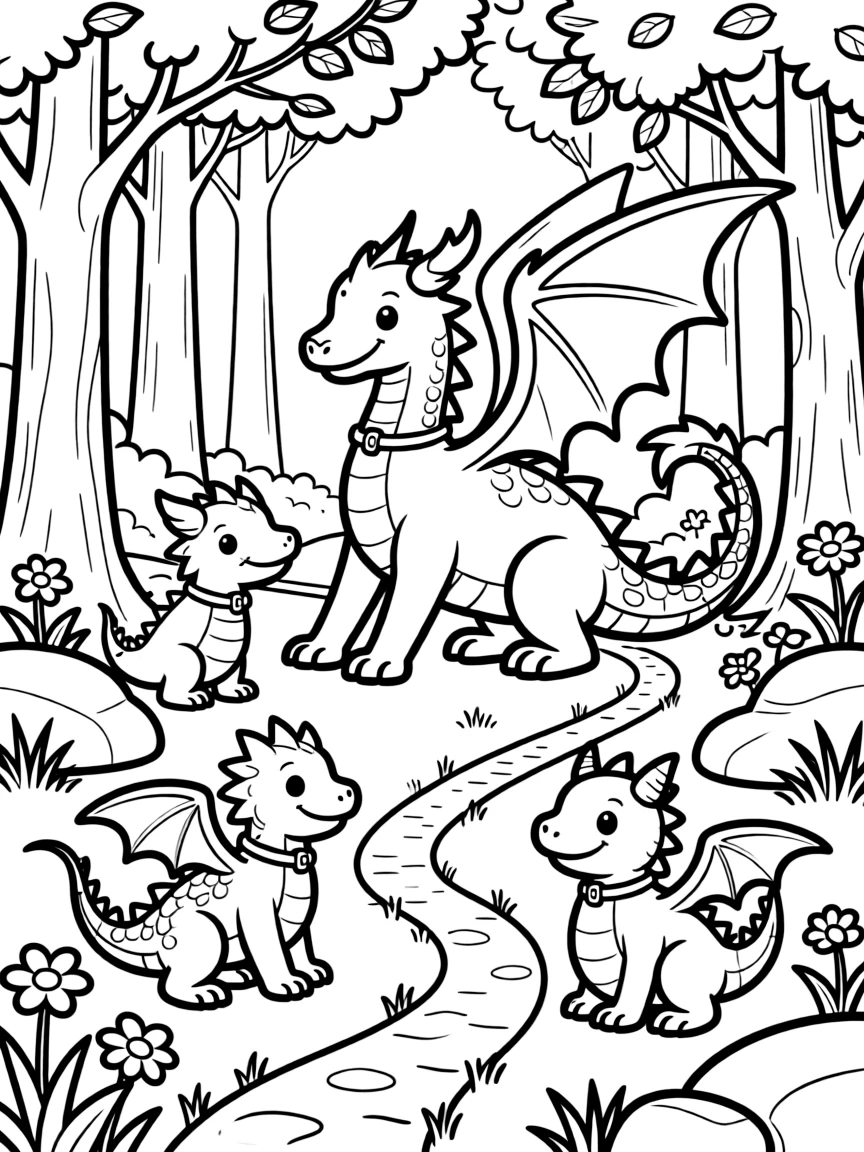 A dragon sanctuary with many different dragon species living harmoniously