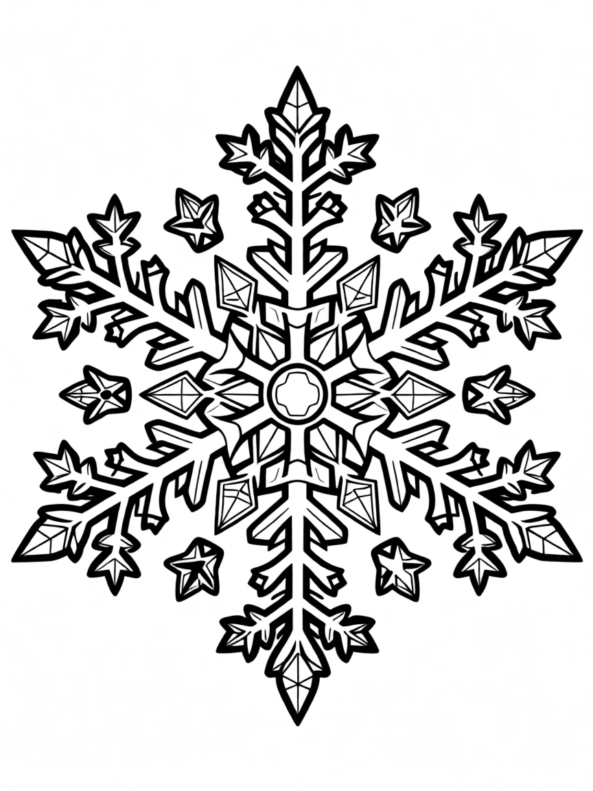 An intricate snowflake pattern with unique crystalline details
