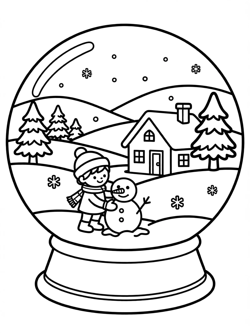A snow globe with a detailed winter scene inside