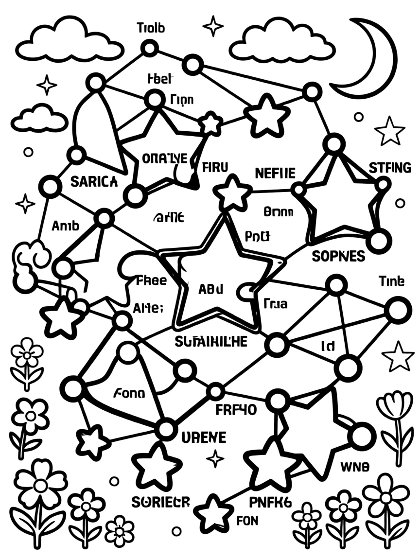 A detailed spring constellation map with seasonal stars