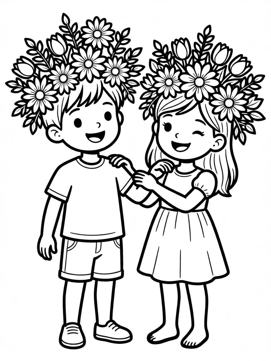 Floral crowns with intricate spring flower patterns