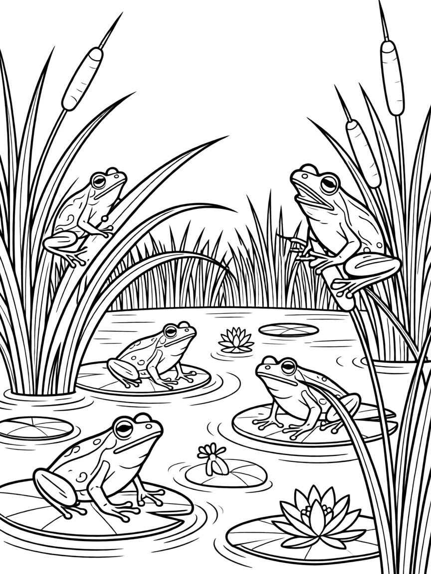 Spring peepers calling from a marshy pond area