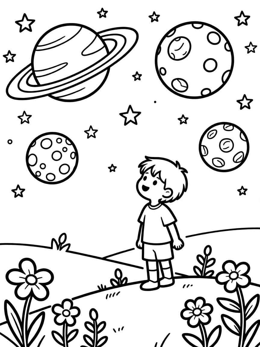 Spring astronomy scene with visible planets and stars