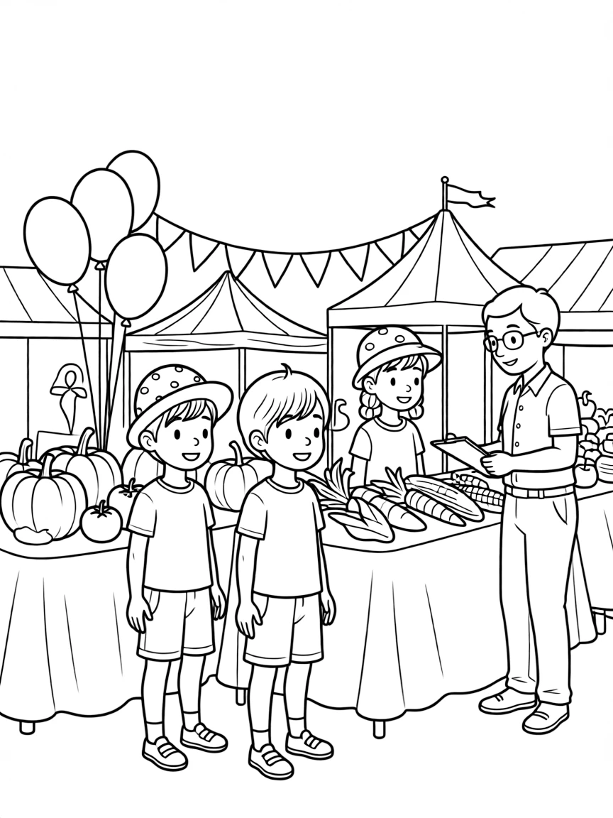 A summer fair with competitive vegetable displays