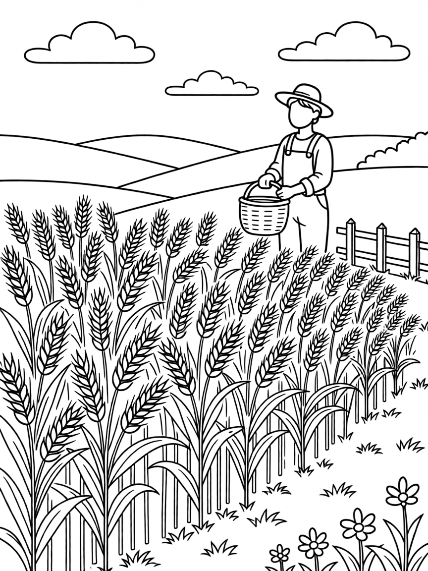 A detailed farmers' field with ripening grain