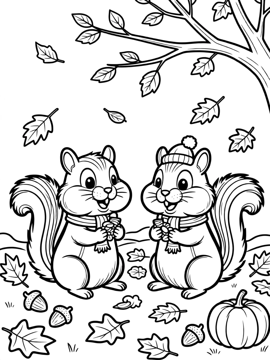 Chipmunks with cheeks full of seeds in autumn