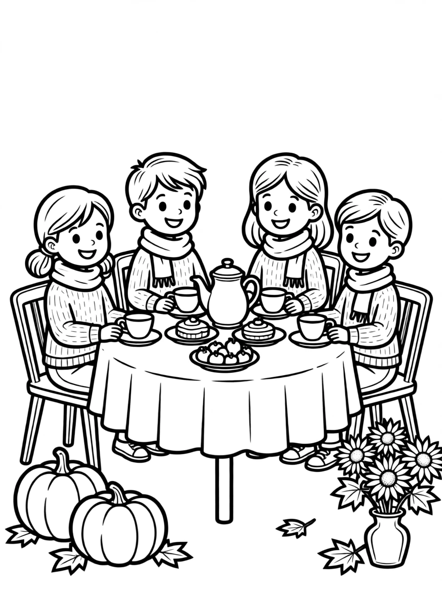 An autumn tea party with seasonal decorations