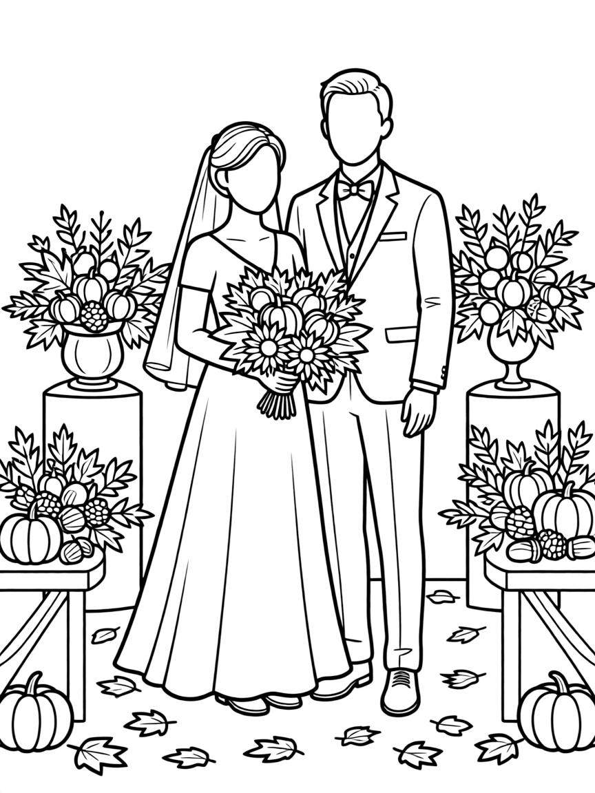 An autumn wedding with seasonal flower arrangements