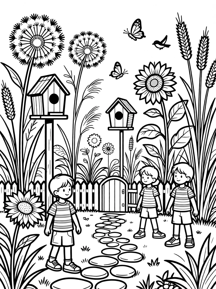 An autumn garden with seed heads and structures