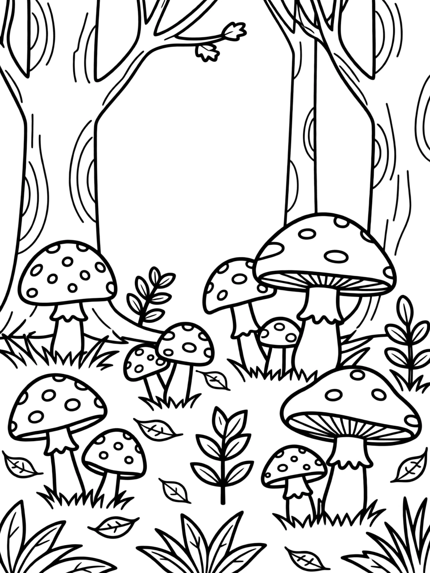 Autumn fungi varieties in a forest setting