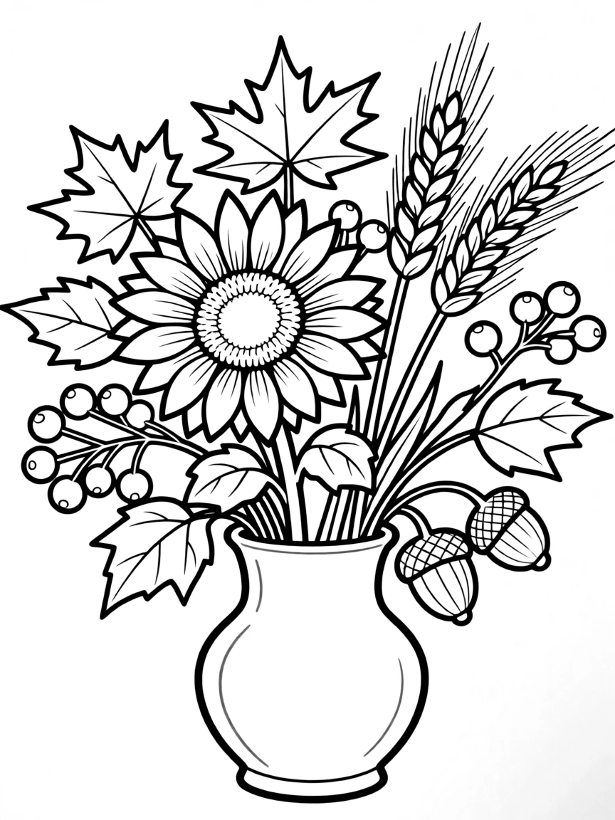 A fall flower arrangement with detailed elements
